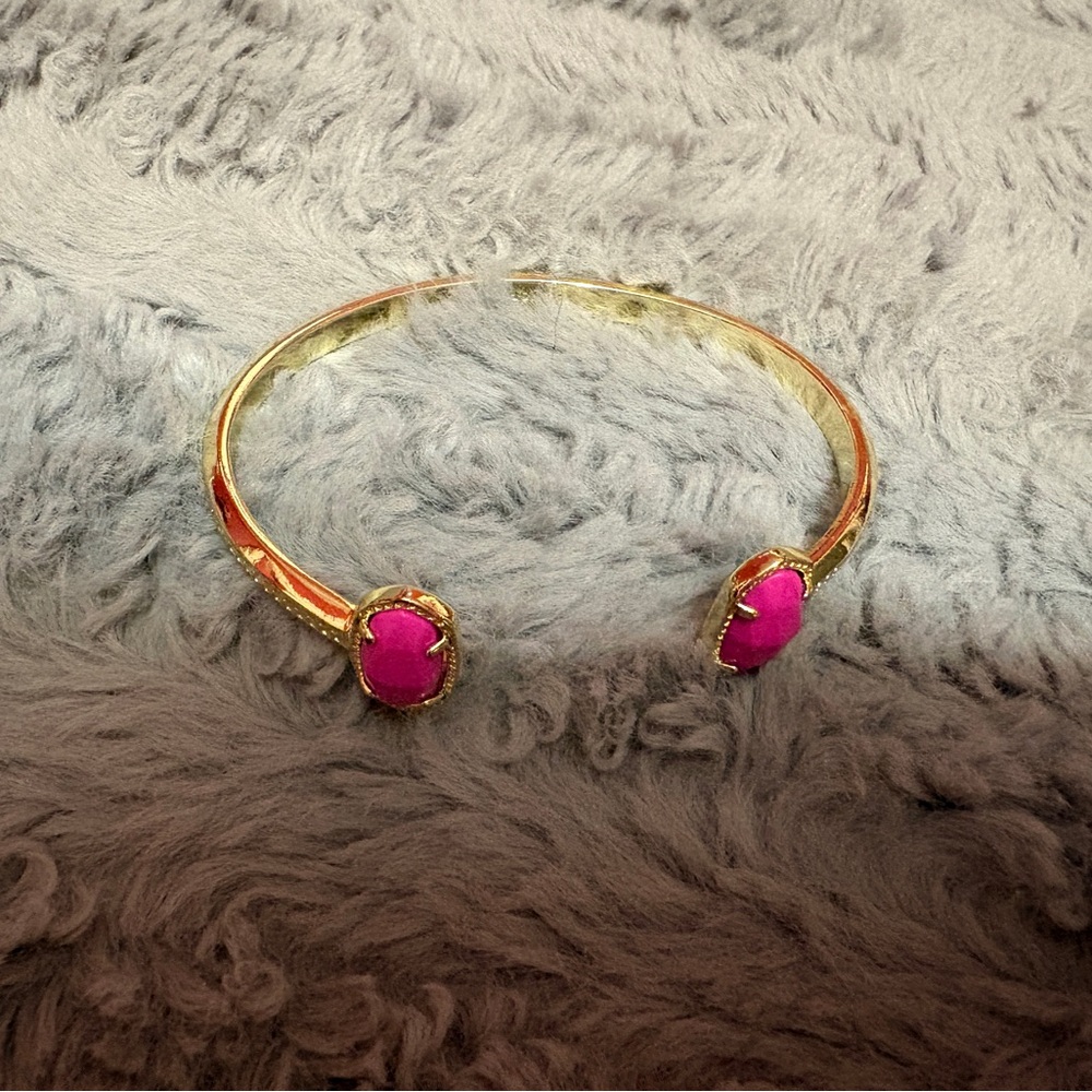 Kendra Scott Elton Gold Cuff with Magenta Stones